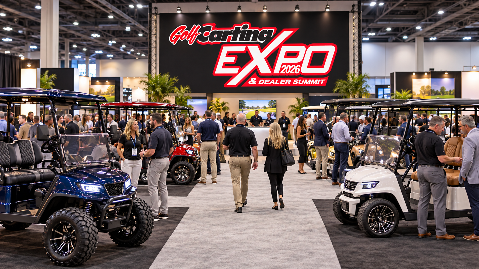 trade show floor golf carting expo
